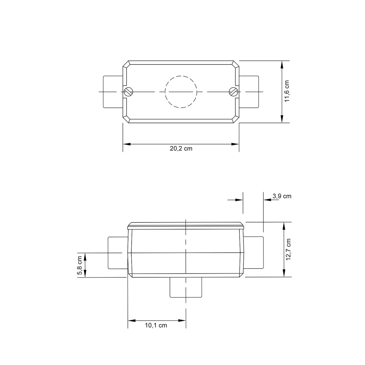 Conduit box 3" type "TB" with cover/ without thread / without paint