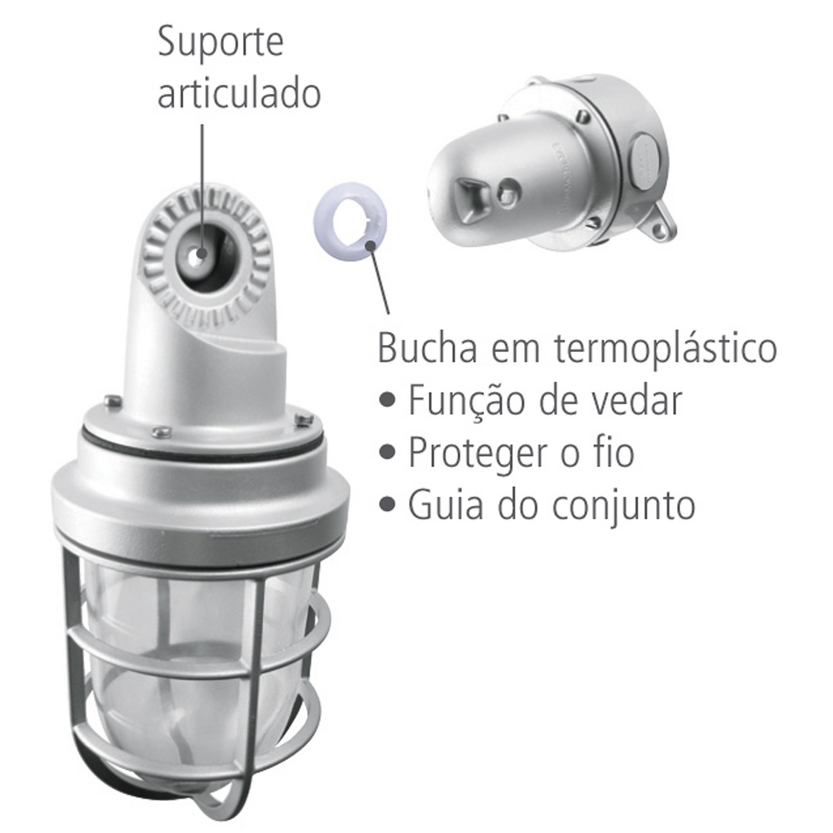 Luminaria Articular Blindada 200 W Tramontina de Aluminio con Soporte E27 Tramontina