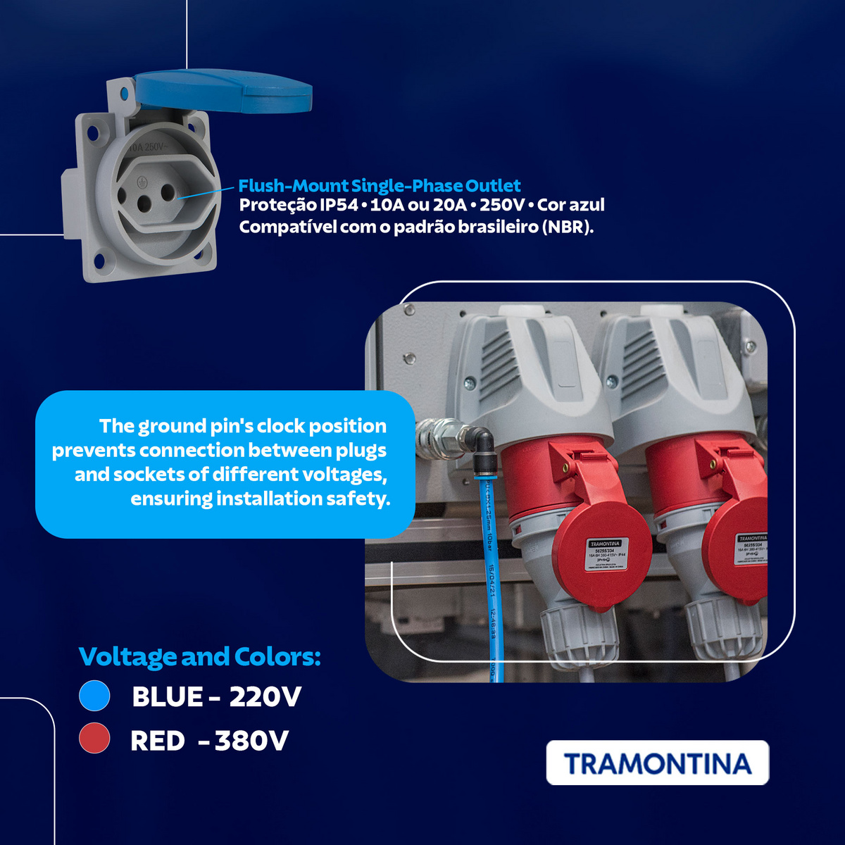 Tramontina industrial male plug 2P+T 16 A 220-250 VAC 6h