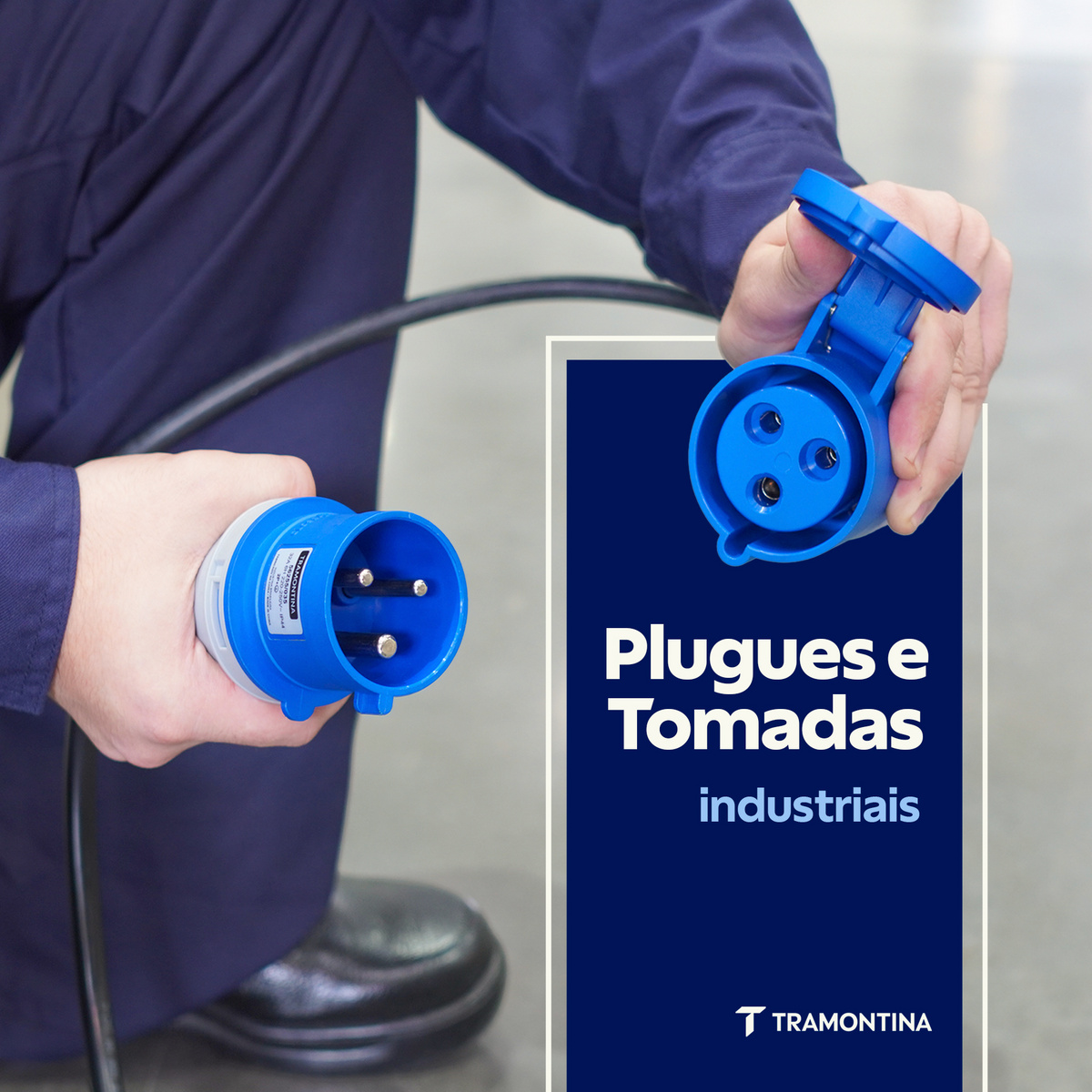 Plugue M&oacute;vel Industrial 2P+T 16 A 220-250 Vca 6 H Tramontina Cor Azul - SKU 56255030 - 3 image number 2