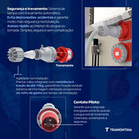 Plugue M&oacute;vel Industrial 2P+T 16 A 220-250 Vca 6 H Tramontina Cor Azul - SKU 56255030 - 6 image number 5