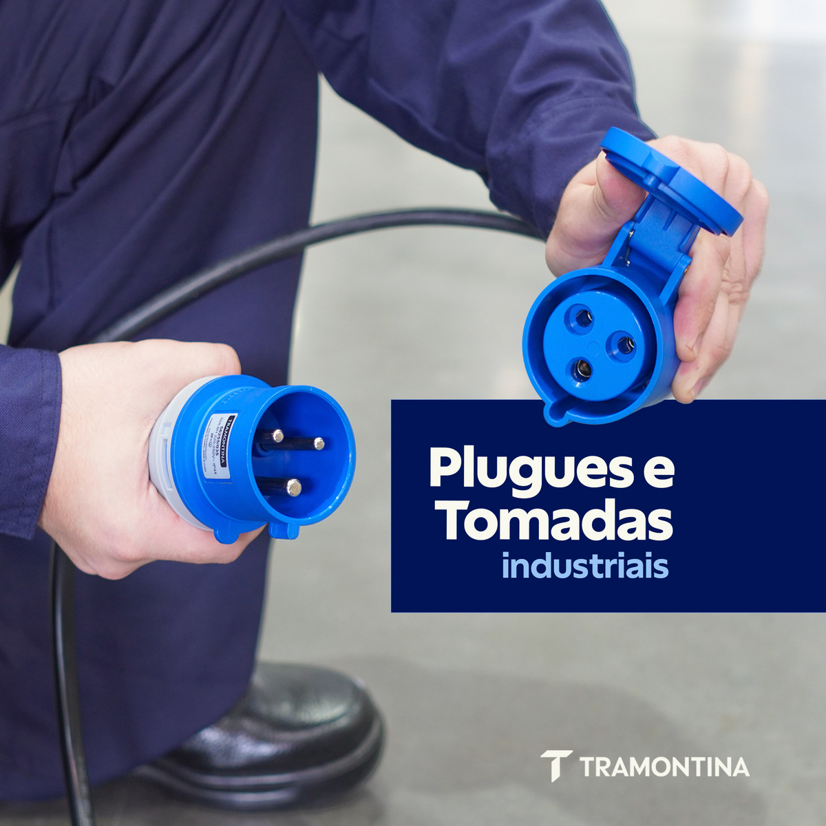 Plugue M&oacute;vel Industrial 2P+T 32 A 220-250 Vca 6 H Tramontina Cor Azul - SKU 56255035 - 4 image number 3