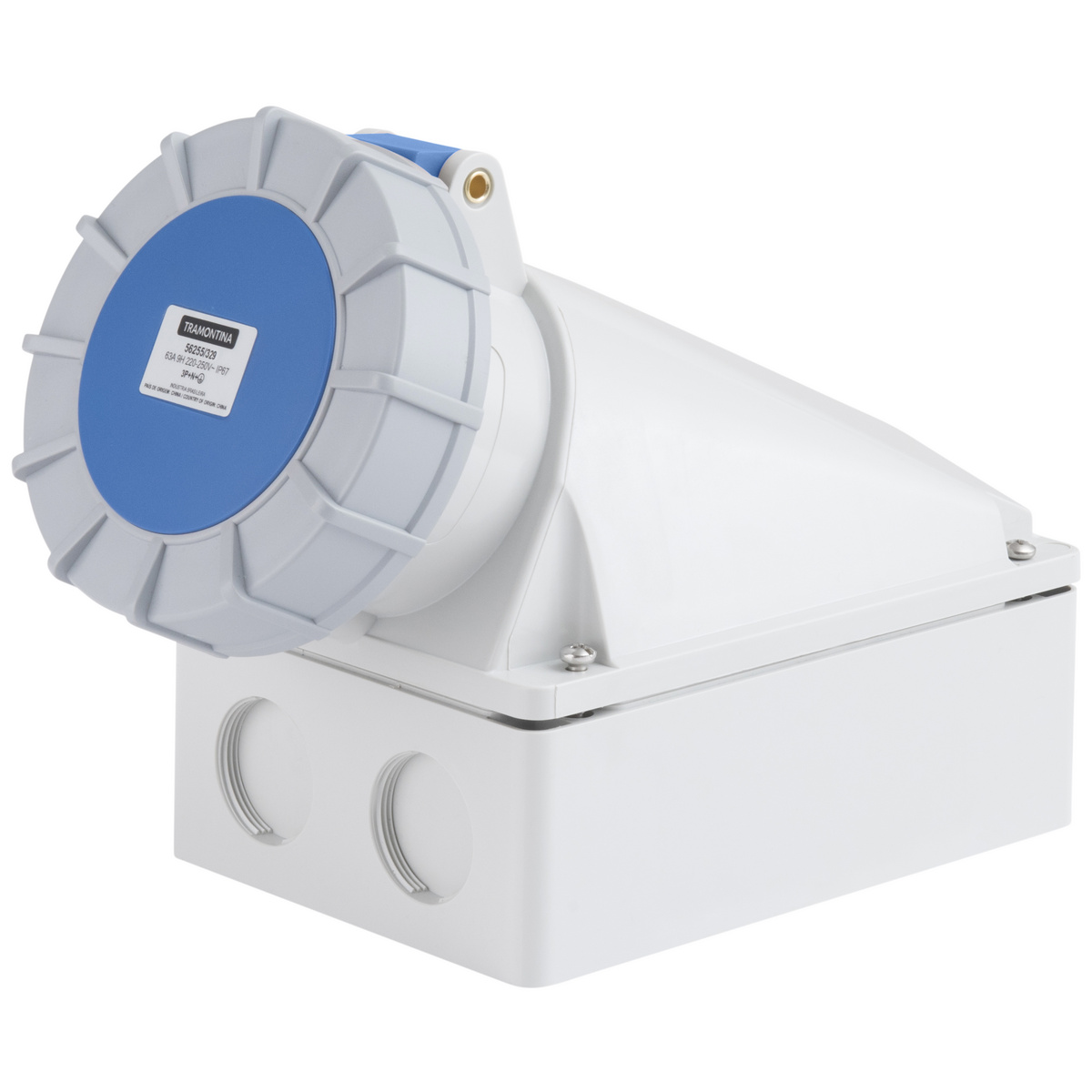 Tomada de Sobrepor Tramontina 3P+T 63 A 220-250 V 09h IP67 Cor Azul - SKU 56255329 - 3 image number 2