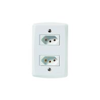 Tramontina Lux2 white 4x2 set with 2 2P+T outlets, 10 A and 250 V