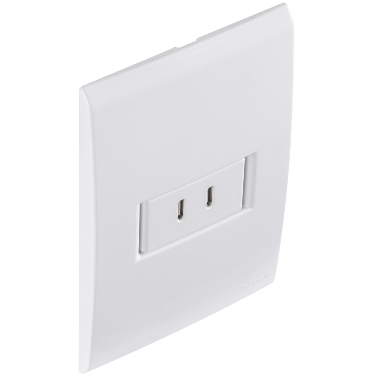Conjunto 1 Posto com 2 Tomadas USB-C 2 A Tramontina Bivolt Branco Cor Grafite - SKU 57170030 - 3 image number 2
