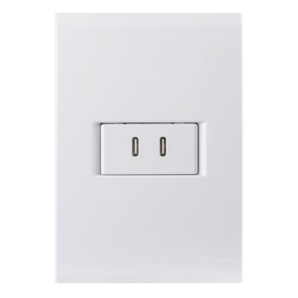 Conjunto 1 Posto com 2 Tomadas USB-C 2 A Tramontina Bivolt Branco Cor Grafite - SKU 57170030