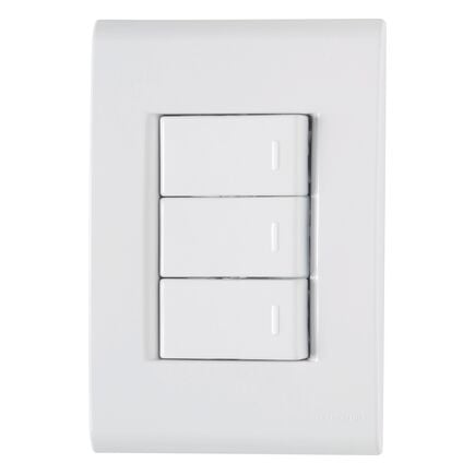 Conjunto 4x2 com 3 Interruptores Simples Tramontina Liz 10 A 250 V Branco