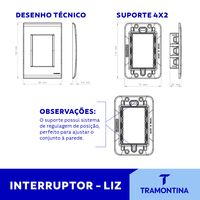 Conjunto 4x2 com 1 Interruptor Paralelo 10 A 250 V Tramontina Liz Grafite Cor Grafite - SKU 57173002 - 2 image number 1