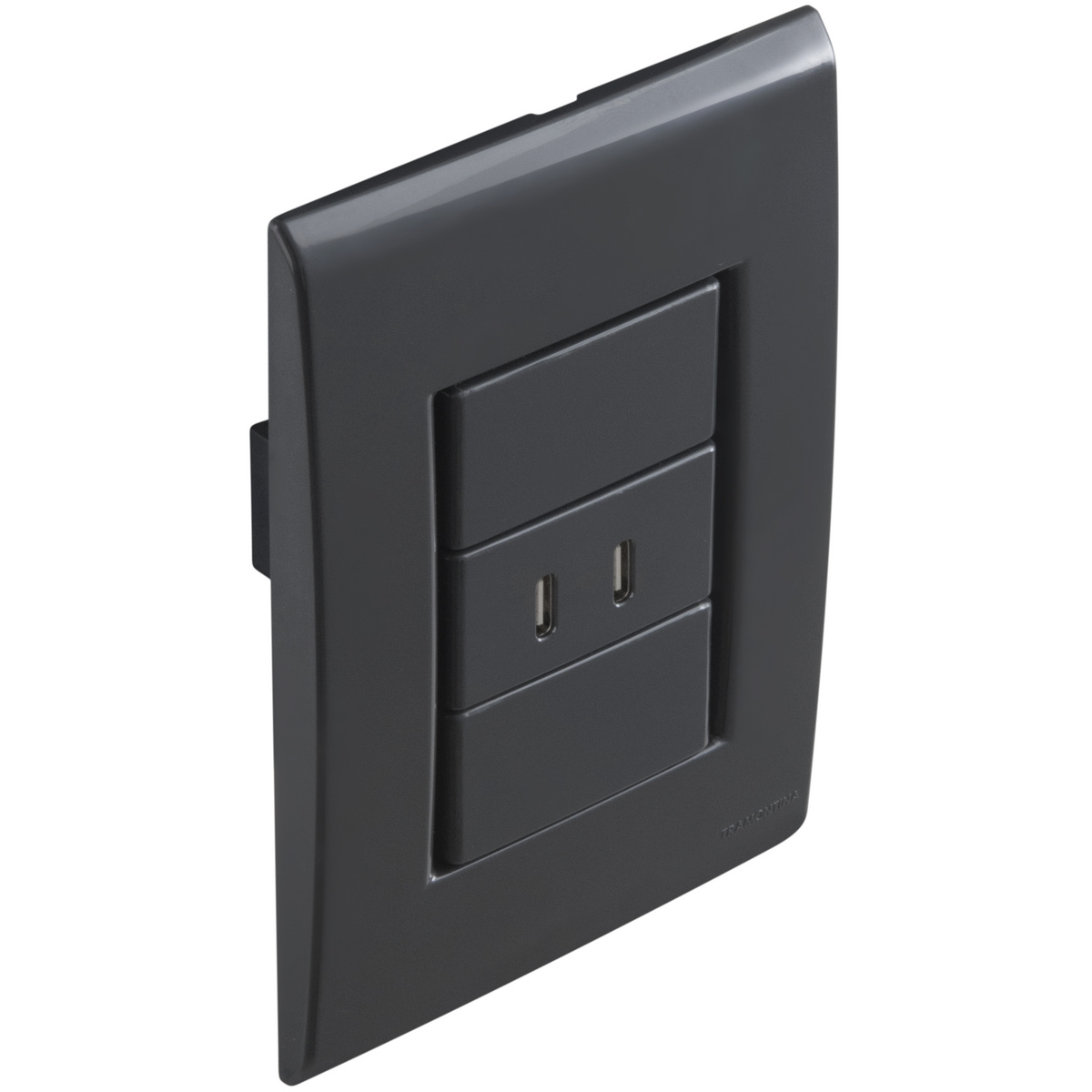 Conjunto 1 Posto com 2 Tomadas USB-C 2 A Tramontina Bivolt Grafite Cor Grafite - SKU 57173030 - 3 image number 2