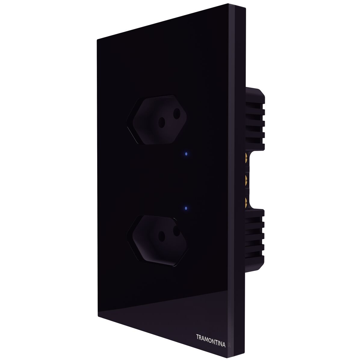Tramontina Black Onne Smart Touch Switch with Two 2P+E Outlets, 10 A, 250 V