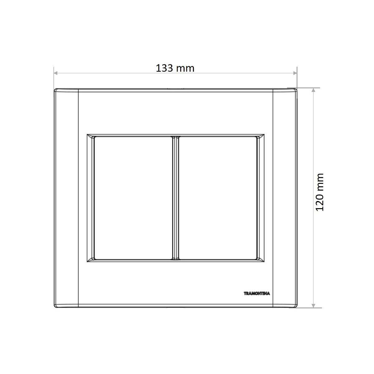 Tramontina Giz graphite 6-gang wall plate, 4x4 with support | Tramontina
