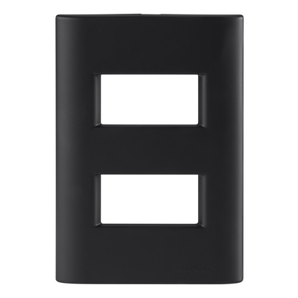 Placa 2 Postos Afastados Tramontina Giz com Suporte Preto Soft Touch