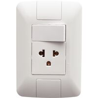Conjunto 4x2 com 1 Interruptor Simples 10 A 250 V e 1 Tomada 2P+T 15 A - 16 A 250 V Tramontina Aria Branco Cor Branco - SKU 57241047 - 1 image number 0