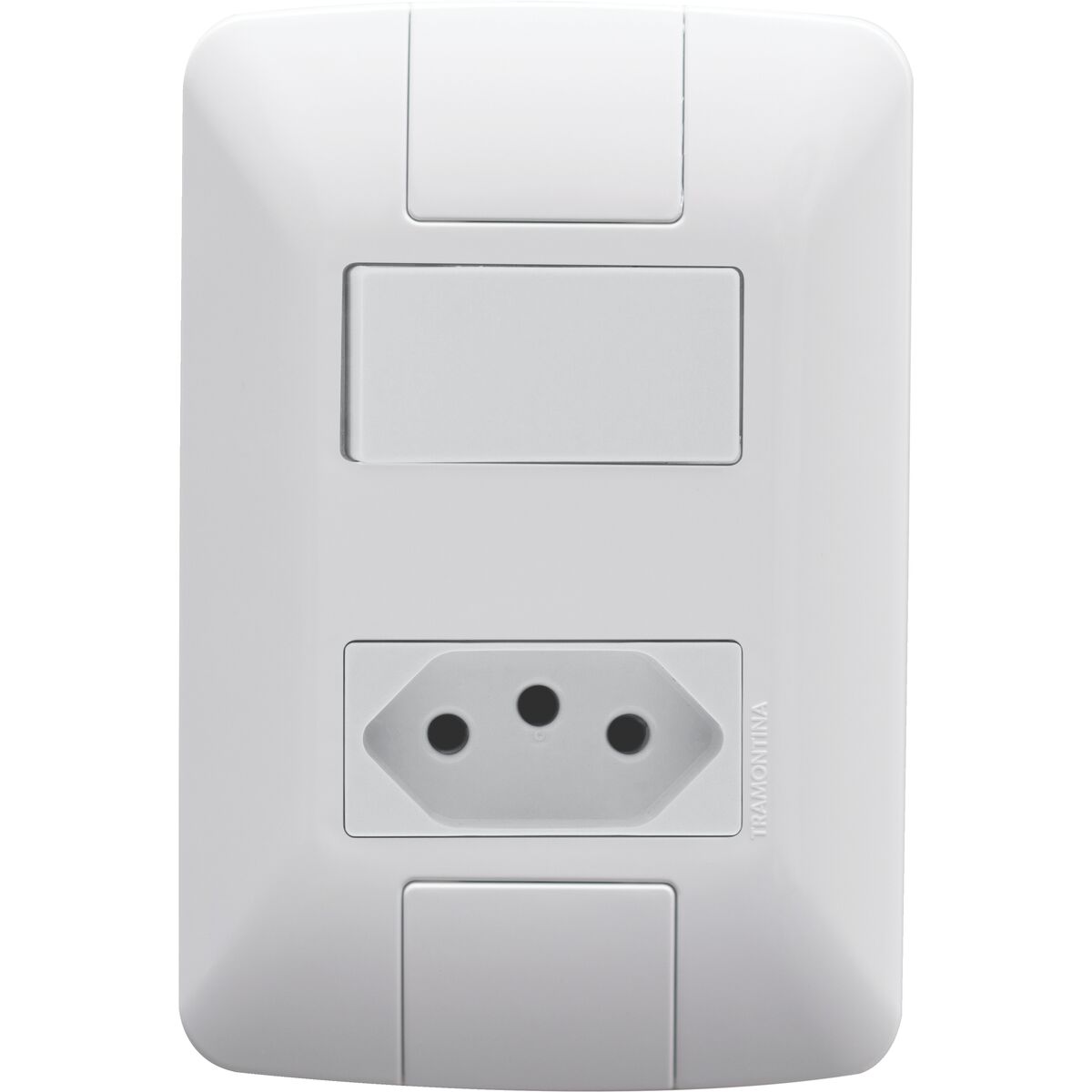 Tramontina Aria white 4x2 set with 1 two-way switch, 6 A and 250 V, and 1 2P+T outlet, 10 A and 250 V