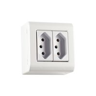 Tramontina LizFlex white surface mount electrical box with 2 2P+T outlets 10 A 250 V