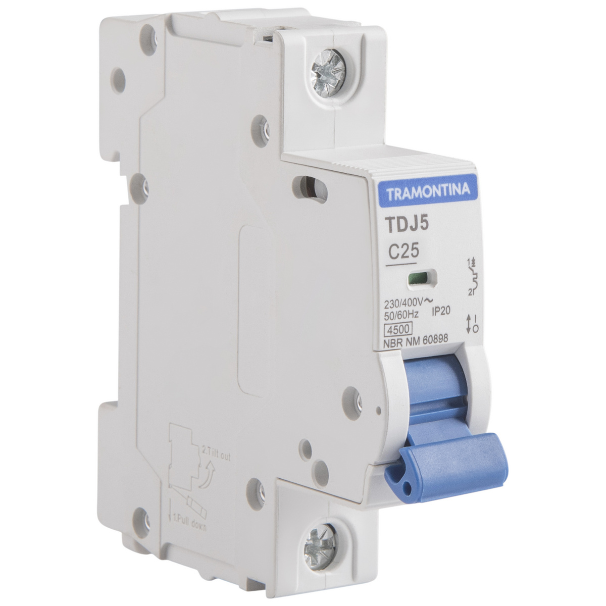 Minidisjuntor TDJ5-1C25 1 P 25 A 4,5 kA curva C Tramontina - SKU 58011125 - 1 image number 0