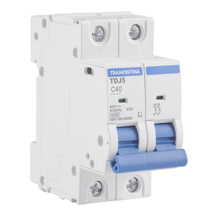 Minidisjuntor TDJ5-2C40 2 P 40 A 4,5 kA curva C Tramontina - SKU 58012127 - 1