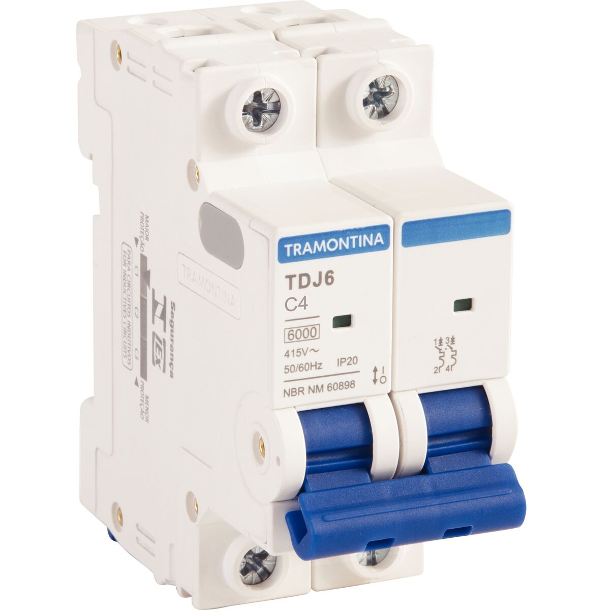 
Minidisjuntor TDJ6 2 P 4 A 6kA curva C Tramontina

