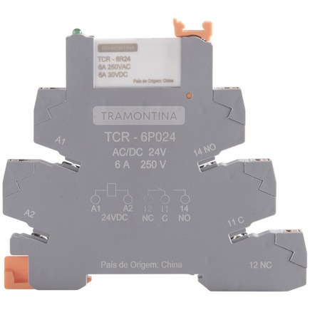 Relé de Interface Tramontina com Base Push In 24V AC/DC 6A