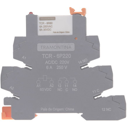 Relé de Interface Tramontina com Base Push In 220V AC/DC 6A - SKU 58015386