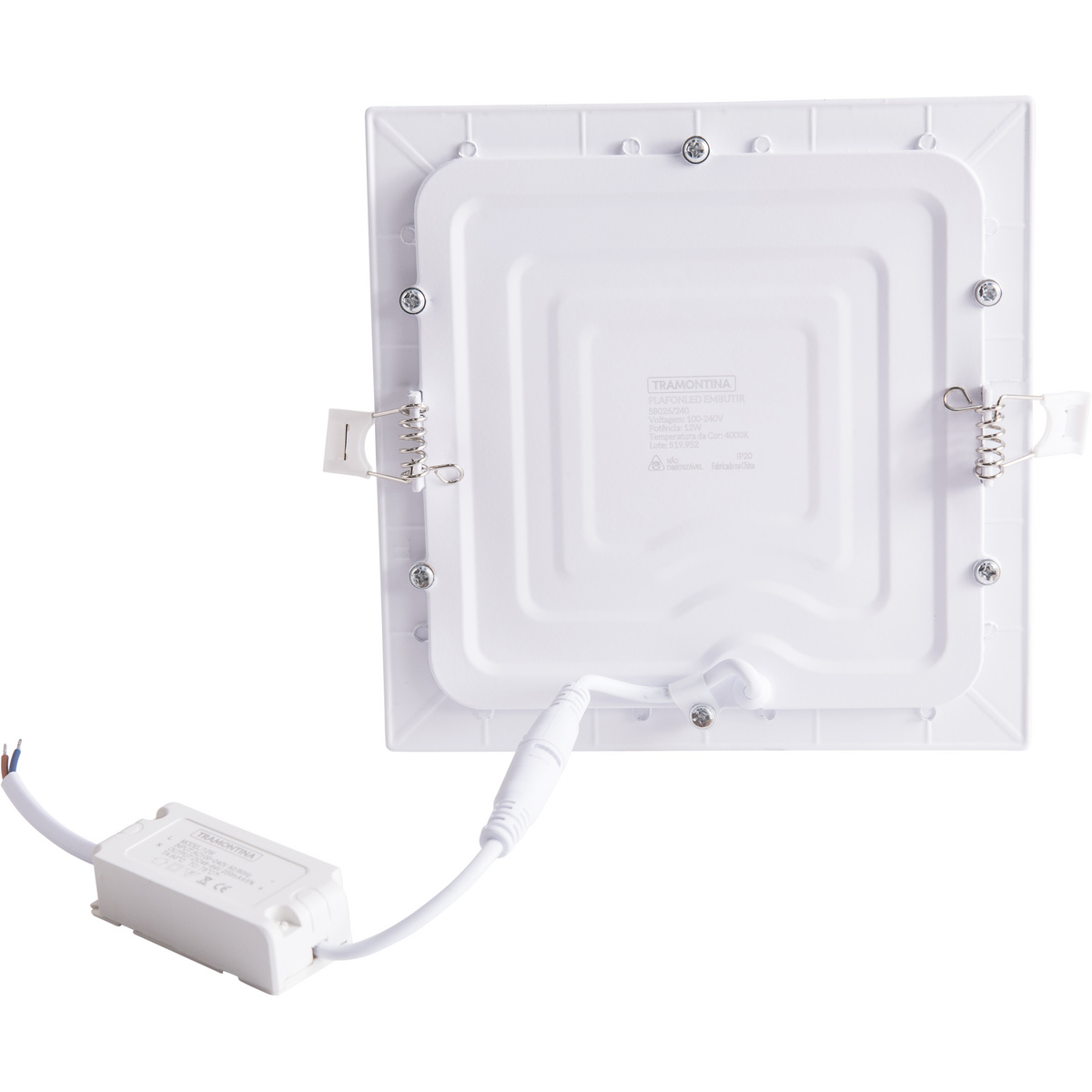 Plafon LED Quadrado Embutir Tramontina 12 W 4000 K Luz Neutra Bivolt - SKU 58026240 - 7 image number 6
