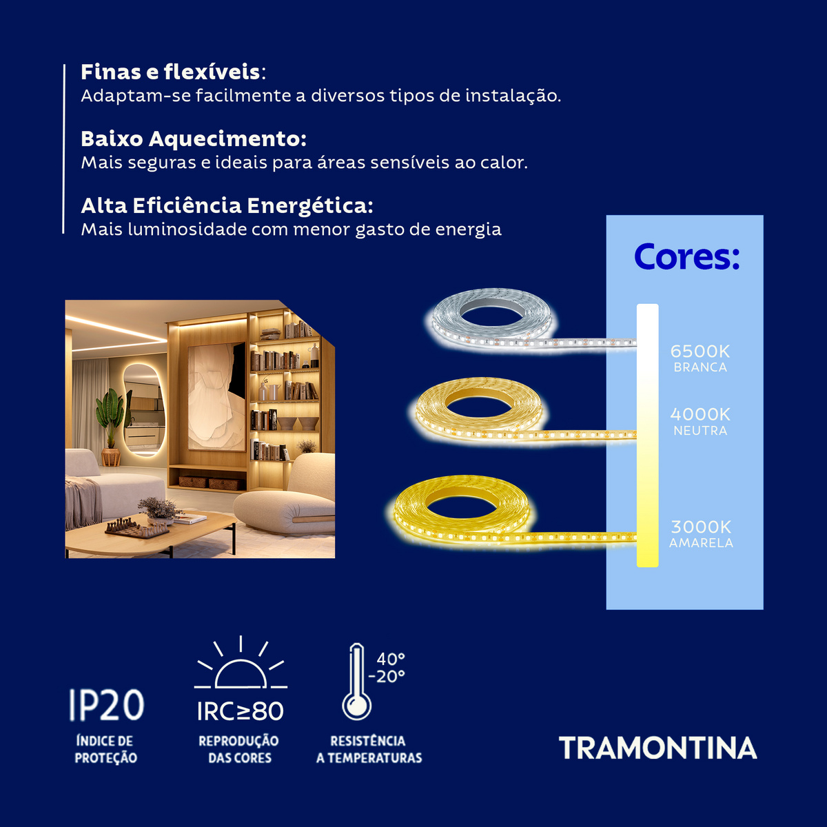 Fita LED Tramontina SMD 5 W 12 V 3000 K Luz Amarela 5 m - SKU 58027930 - 5 image number 4