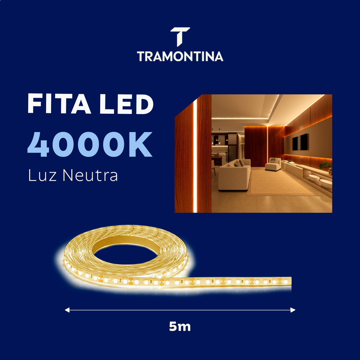 Fita LED SMD Tramontina 8 W 12 V 3000 K Luz Amarela 5 m - SKU 58027931 - 7 image number 6