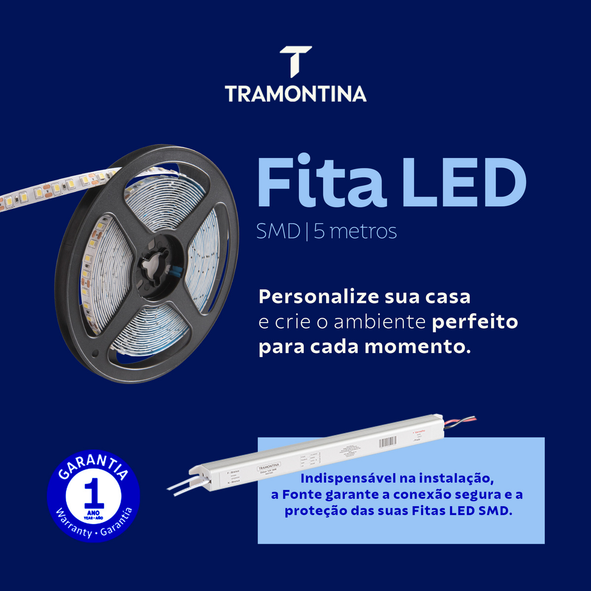 Fita LED SMD Tramontina 5 W 12 V 6500 K Luz Branca 5 m - SKU 58027942 - 4 image number 3