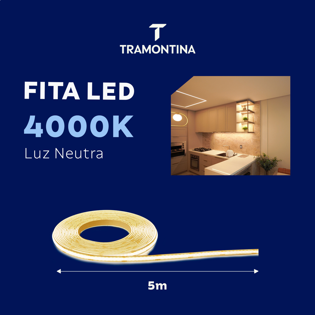 Fita LED COB Tramontina 12 W 12 V 3000 K Luz Amarela 5 m - SKU 58027961 - 7 image number 6