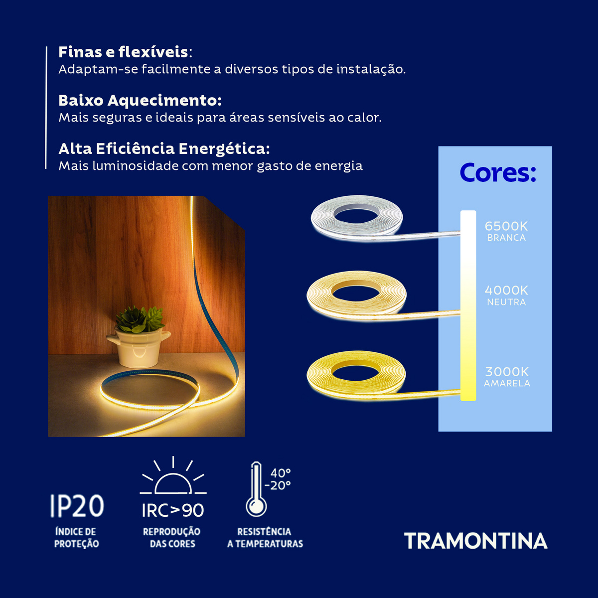 Fita LED COB Tramontina 15 W 12 V 3000 K Luz Amarela 5 m - SKU 58027962 - 5 image number 4