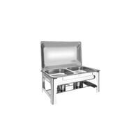 Tramontina rectangular stainless steel chafing dish with removable lid, burner and GN 1/2 pan, 8.4