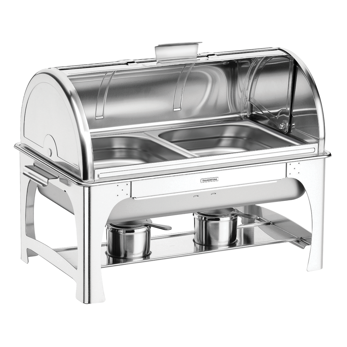 Tramontina rectangular stainless steel chafing dish with rolltop lid