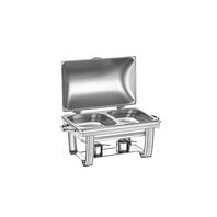 Tramontina rectangular stainless steel chafing dish with hinged lid, burner, and GN 1/2 pan, 8.4 L