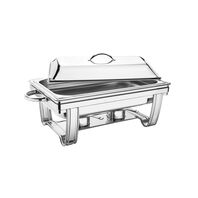 Tramontina rectangular stainless steel chafing dish with removable lid, burner and GN 1/1 pan, 9 L