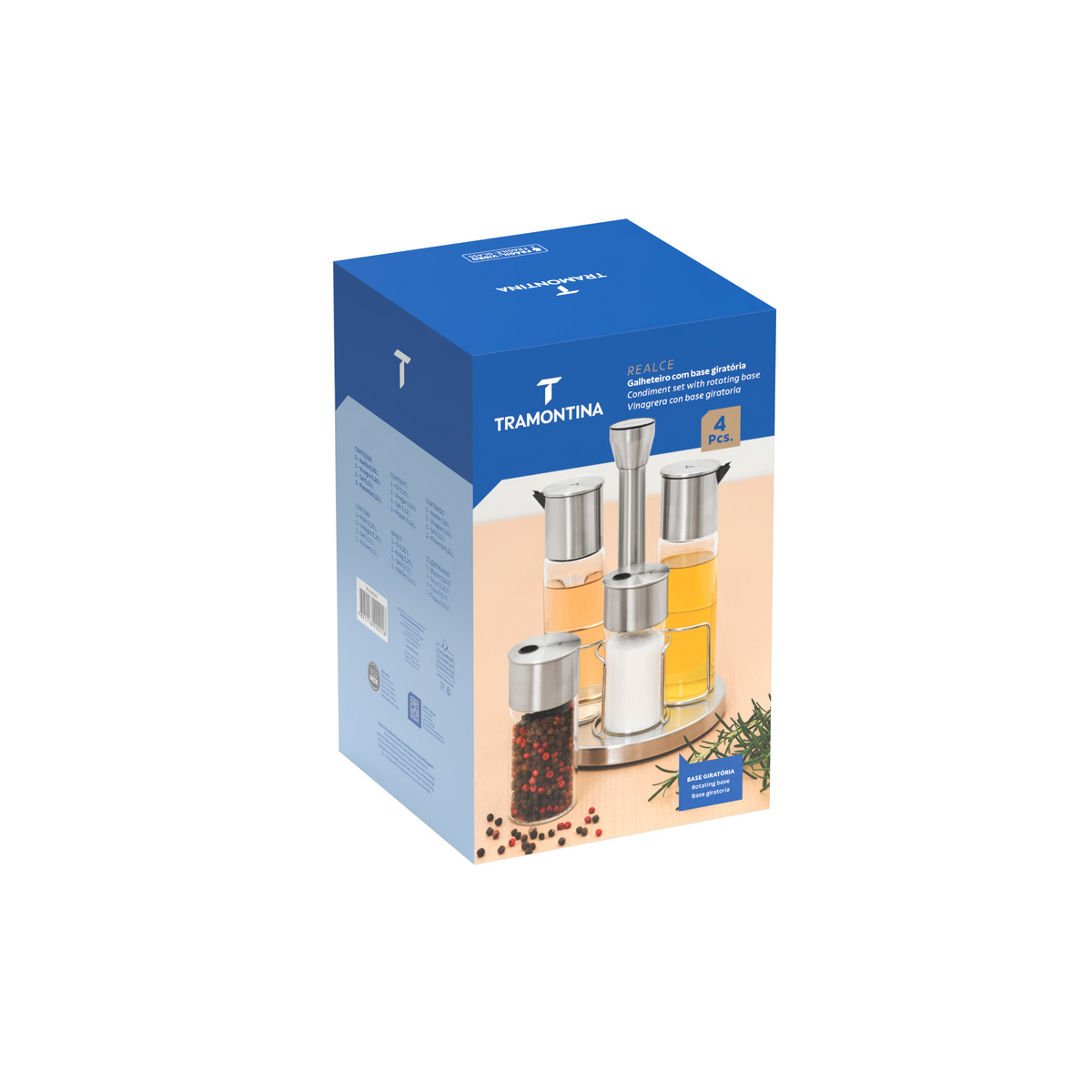 Galheteiro com base girat&oacute;ria Tramontina Realce em Vidro e A&ccedil;o Inox 4 Pe&ccedil;as Cor Inox - SKU 61119210 - 7 image number 6