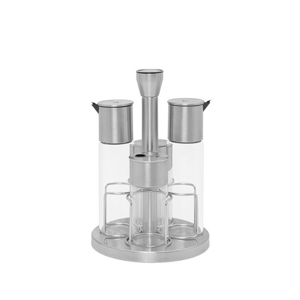 Galheteiro com base girat&oacute;ria Tramontina Realce em Vidro e A&ccedil;o Inox 4 Pe&ccedil;as Cor Inox - SKU 61119210