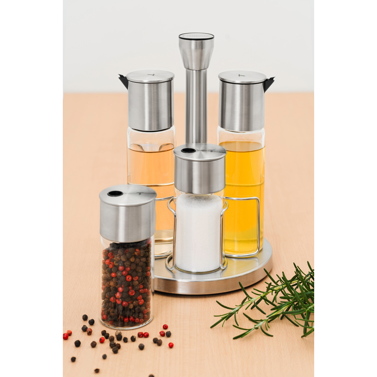 Galheteiro com base girat&oacute;ria Tramontina Realce em Vidro e A&ccedil;o Inox 4 Pe&ccedil;as Cor Inox - SKU 61119210 - 6 image number 5