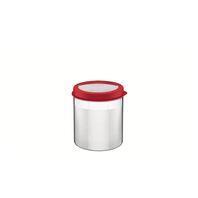 Tramontina Cucina stainless steel canister with red plastic see-through lid, 12 cm and 1.5 L