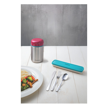 Tramontina By Me green travel flatware set with case, 4 pc set