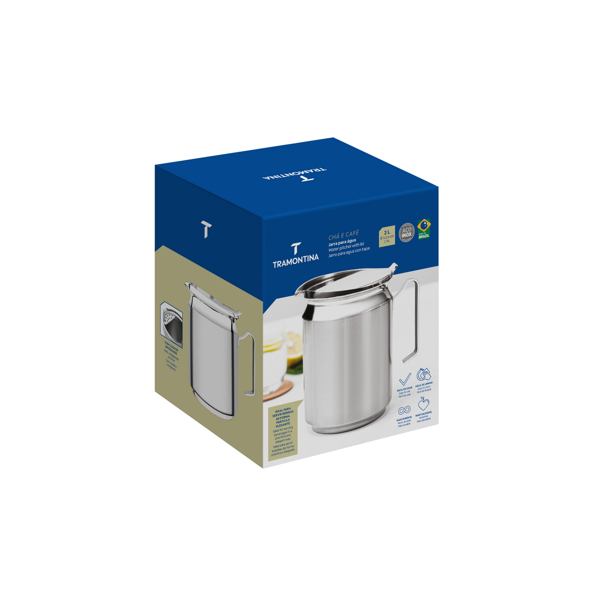 Jarra Tramontina para &Aacute;gua em A&ccedil;o Inox com Tampa 12,6 cm 2 L - SKU 61475120 - 5 image number 4