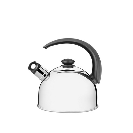 Chaleira Tramontina com Apito em A&ccedil;o Inox Cabo Preto 2,1  L Cor Inox - SKU 61483013