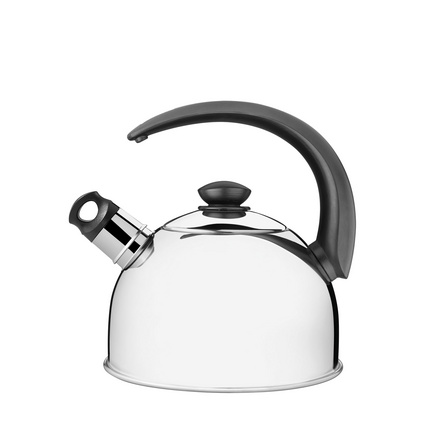 Chaleira Tramontina com Apito em A&ccedil;o Inox Cabo Preto 3 L Cor Inox - SKU 61483023
