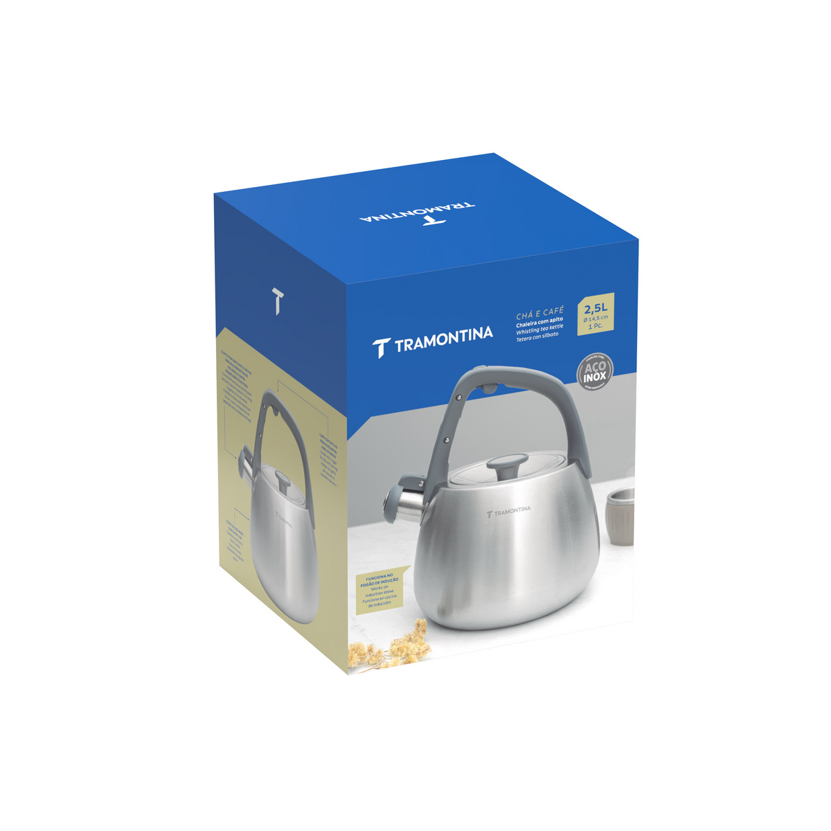 Chaleira Tramontina em A&ccedil;o Inox com Apito e Cabo de Nylon 2,5 L Cor Inox - SKU 61488250 - 6 image number 5