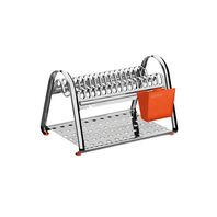 Tramontina Ciclo stainless steel dish drainer rack with orange cutlery holder