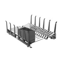 Tramontina Plurale stainless steel dish drainer rack with glass holder and graphite gray cutlery holder
