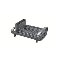 Tramontina compact graphite gray dish drainer rack with cutlery holder