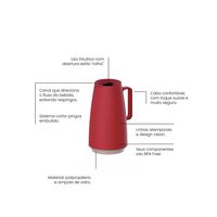 Bule T&eacute;rmico Tramontina Exata em Pl&aacute;stico Vermelho com Ampola de Vidro 500 ml Cor Vermelho - SKU 61636056 - 2 image number 1