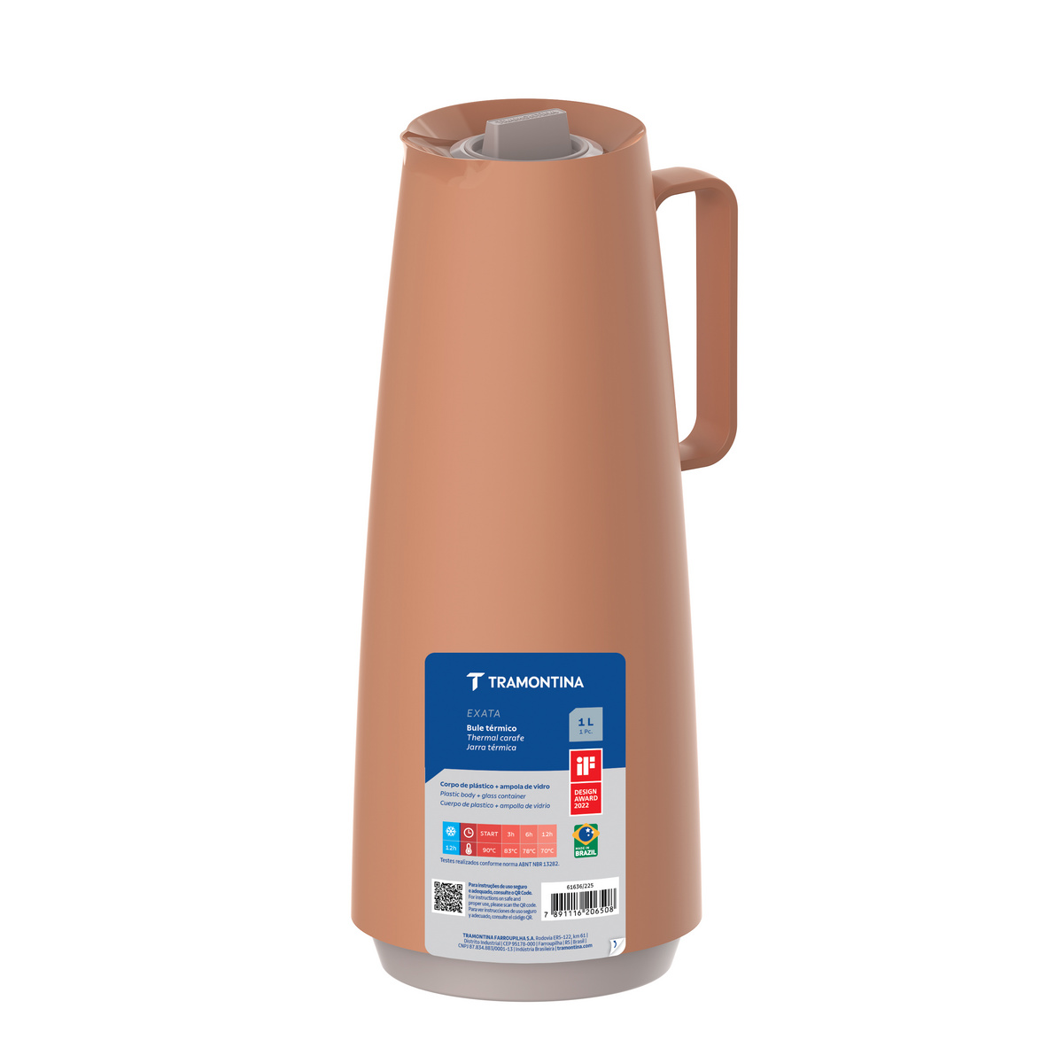Bule T&eacute;rmico Tramontina Exata em Pl&aacute;stico Mocha com Ampola de Vidro 1 L Cor Bege - SKU 61636225 - 5 image number 4
