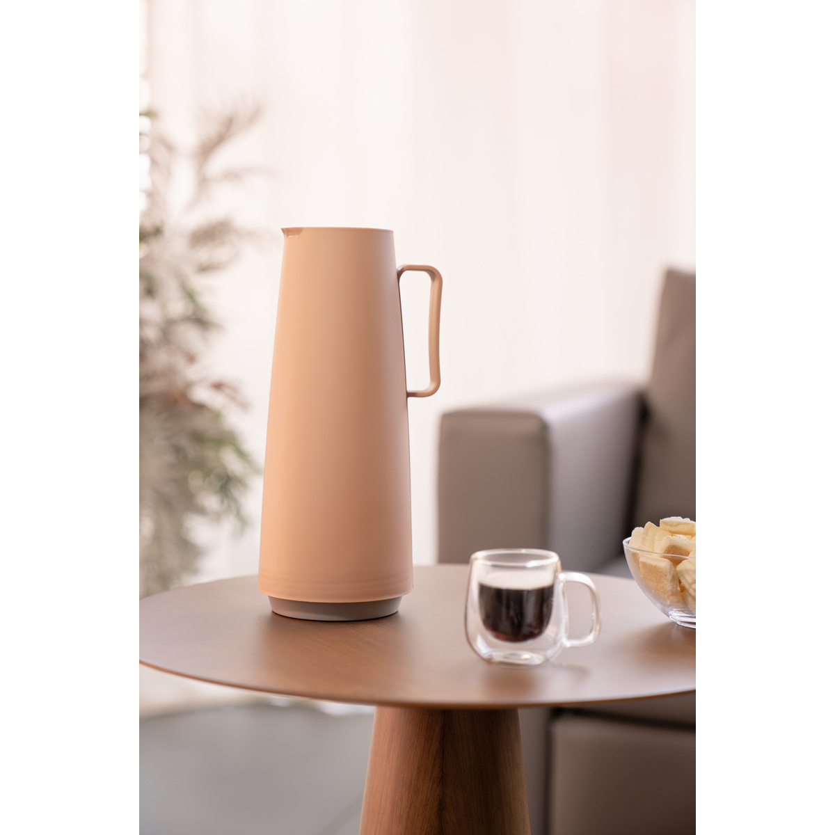 Bule T&eacute;rmico Tramontina Exata em Pl&aacute;stico Mocha com Ampola de Vidro 1 L Cor Bege - SKU 61636225 - 4 image number 3