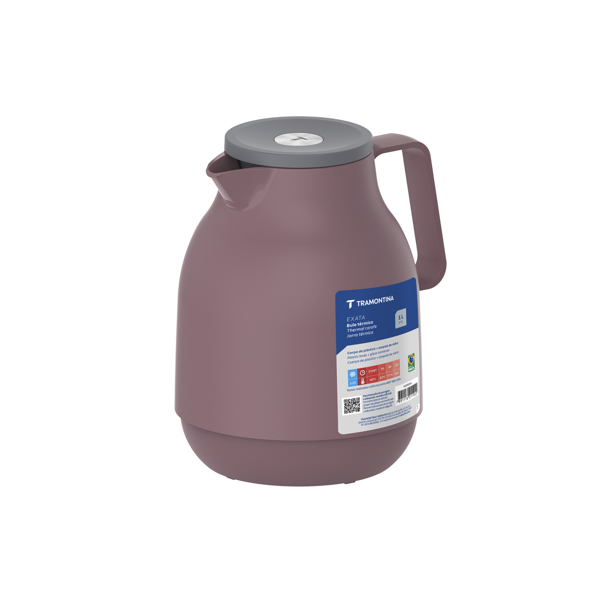 Bule T&eacute;rmico Tramontina Exata em Pl&aacute;stico Rosa 1 L Tampa Rolha com Bot&atilde;o de Press&atilde;o Cor Rosa - SKU 61638604 - 4 image number 3